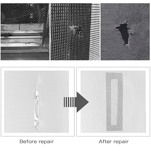 Miniatura 2 de Lainrrew Kit de reparación de 4 rollos de cinta adhesiva de fibra de vidrio resistente para reparación de malla de alambre para puertas y ventanas,