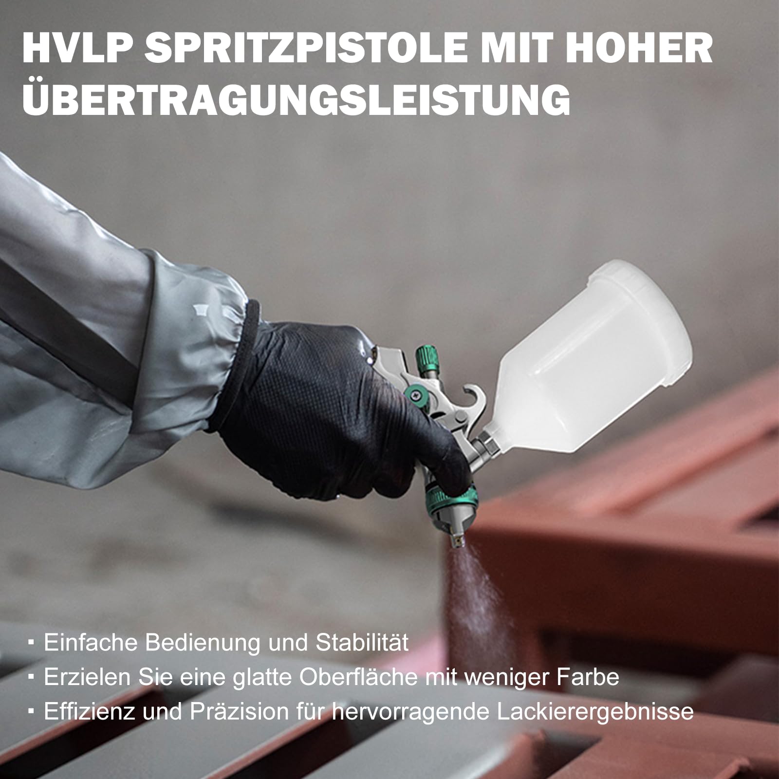 HVLP - Pistola a spruzzo per verniciatura, con 3 ugelli – 1,4/1,7/2,0 mm, pistola a spruzzo professionale per verniciatura ad aria compressa, con bicchiere di plastica da 600 ml e regolatore di
