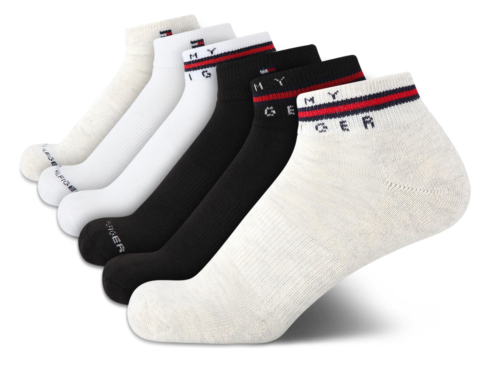Tommy Hilfiger Womens Quarter Socks - 6 Pack Soft Cushioned Athletic Performance Ankle Socks for Women for Sports and Running