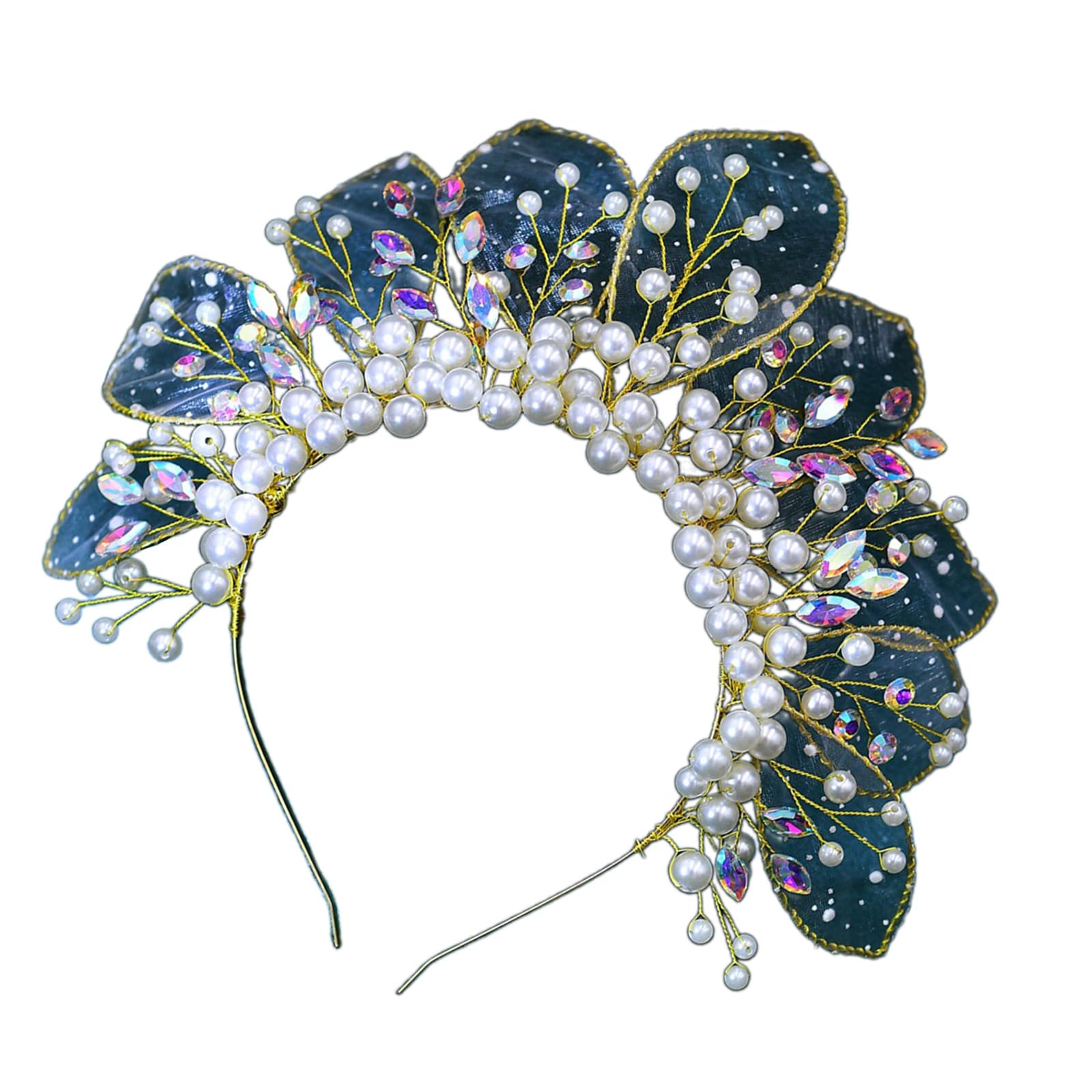 Diadema de boda dorada para novia con cuentas transparentes y perlas, accesorio de pelo de moda para graduación, concurso de graduación, cumpleaños