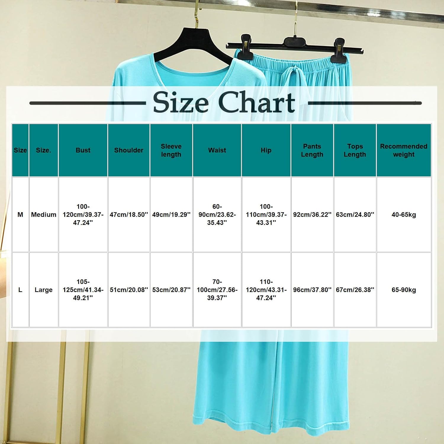 Modal Pajama Sets for Women Long Sleeve Crew Neck Summer Tops and Elastic Waist Wide Leg Pants Summer Outfits