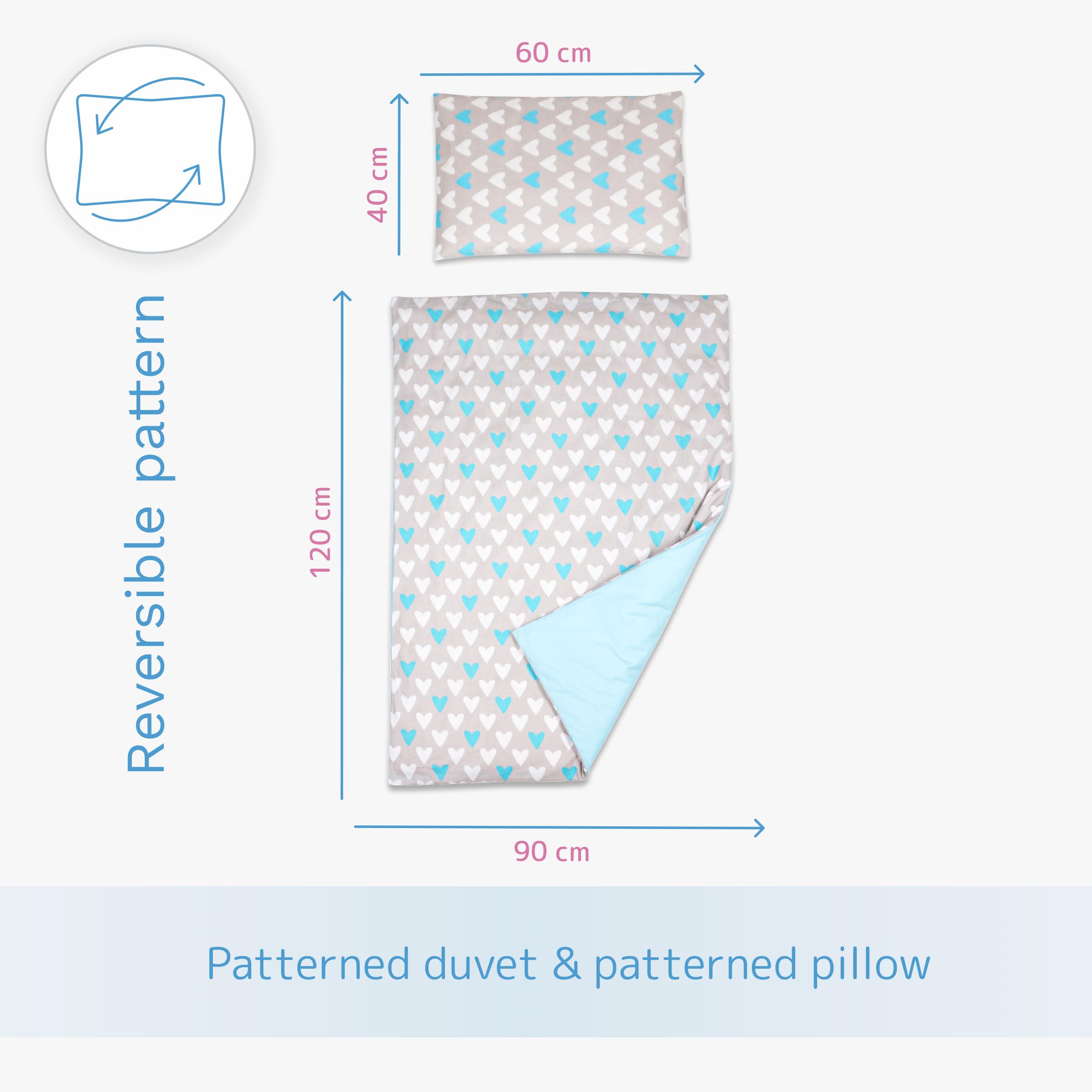 Baby Comfort 2-Piece Toddler Duvet & Pillow Set, 120x90 cm, 100% Cotton Breathable Fabric - Image 4