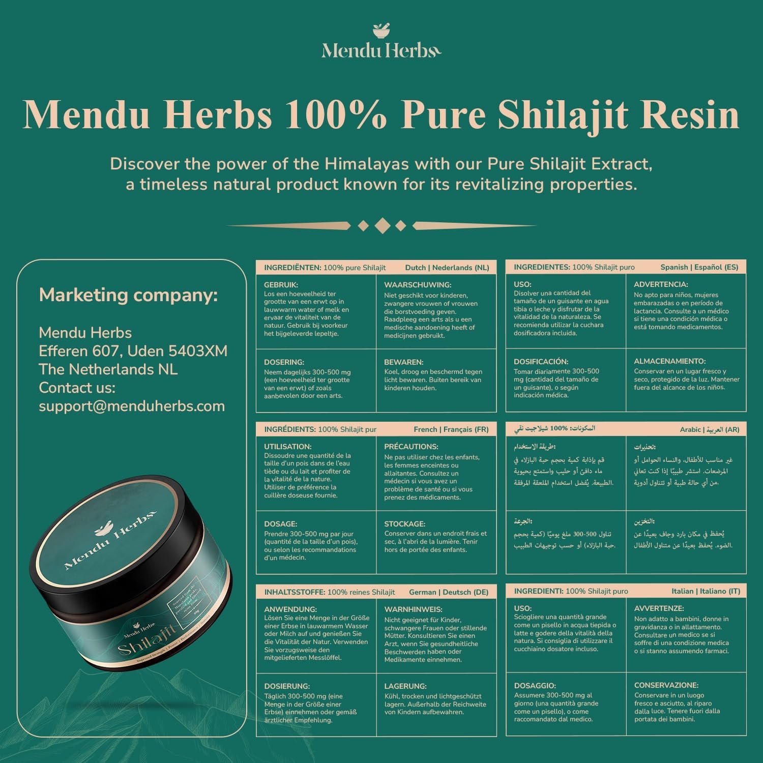 Czysta Himalajska Żywica Shilajit 2 × 30 g - 75% Kwasu Fulwowego - Ponad 85 Minerałów - 100% Oryginalna - Testowana Laboratoryjnie - Energia, Regeneracja, Wsparcie Mózgu
