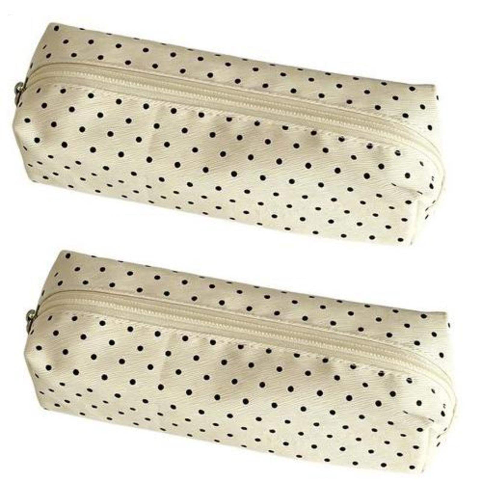 Black and White Polka dot Pencil Case Special for Girls, Pencil Makeup Bag, 2PCS Dot Design Pencil Pouch with Zipper for Workplace Dorm Home Travel Classroom College School