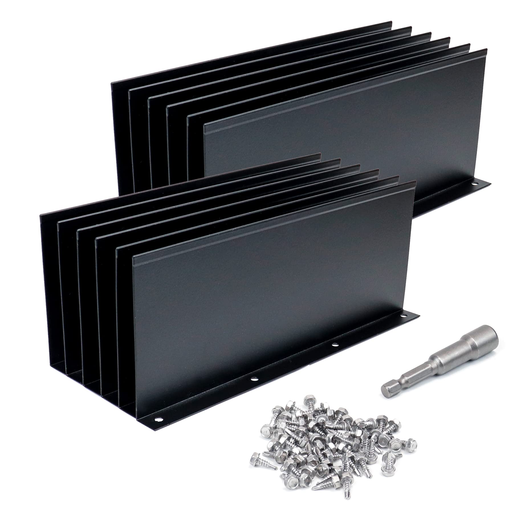 Powrocket 12 Pack Aluminum Gutter Valley Splash Guard,Keep Water from Overshooting The Gutter,for Valley,Corner,or Straight,10 inch Each Piece,Black