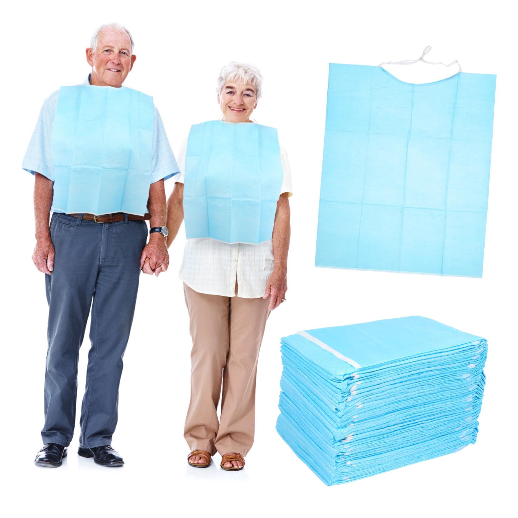 NOLITOY 30pcs Washable Adult Bibs Waterproof Feeding Lunch Bibs for Elders Plain Lobster Comfortable Skin-friendly