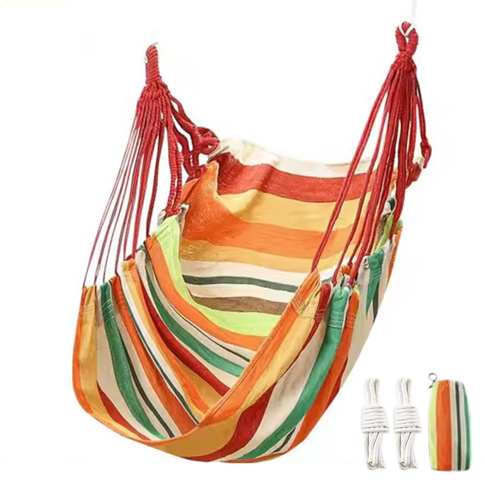 Indoor Hammock Chair, Outdoor Large Hanging Seat, Heavy-Duty 500 Lbs Thick Canvas Swing for College Dorm, Porch, Patio, Bedroom, Comfortable Relaxation Lounger, 51.18x39.37 Inches