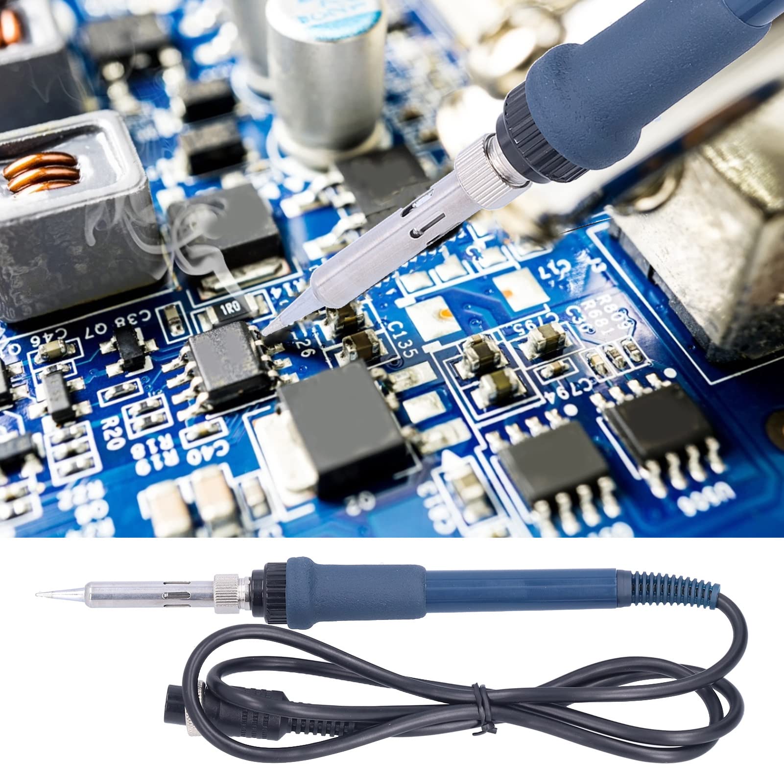 19cm 6 Pin Socket Soldering Iron Handle Replacement 60W Ergonomic Grip for Welding Station Heat Resistant Repair Tool