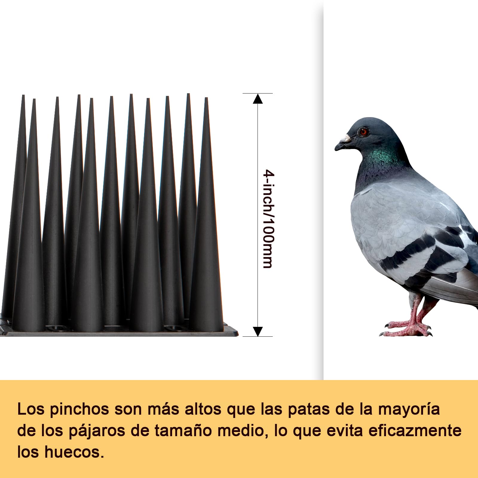 OFFO Pinchos Antipalomas, Pinchos para Palomas de 1.2m, Pinchos Palomas Exterior Resistente para Balcones, Techos, Jardines o Barreras Privadas, Antipalomas Negro