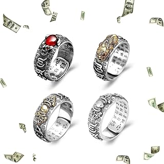 Pixiu Ring Feng Shui Ring for Women Men Buddhist Heart Sutra Ring Opening Adjustable Mantra Amulet Protection Wealth Luck Ring Gift for Men Sutra Ring