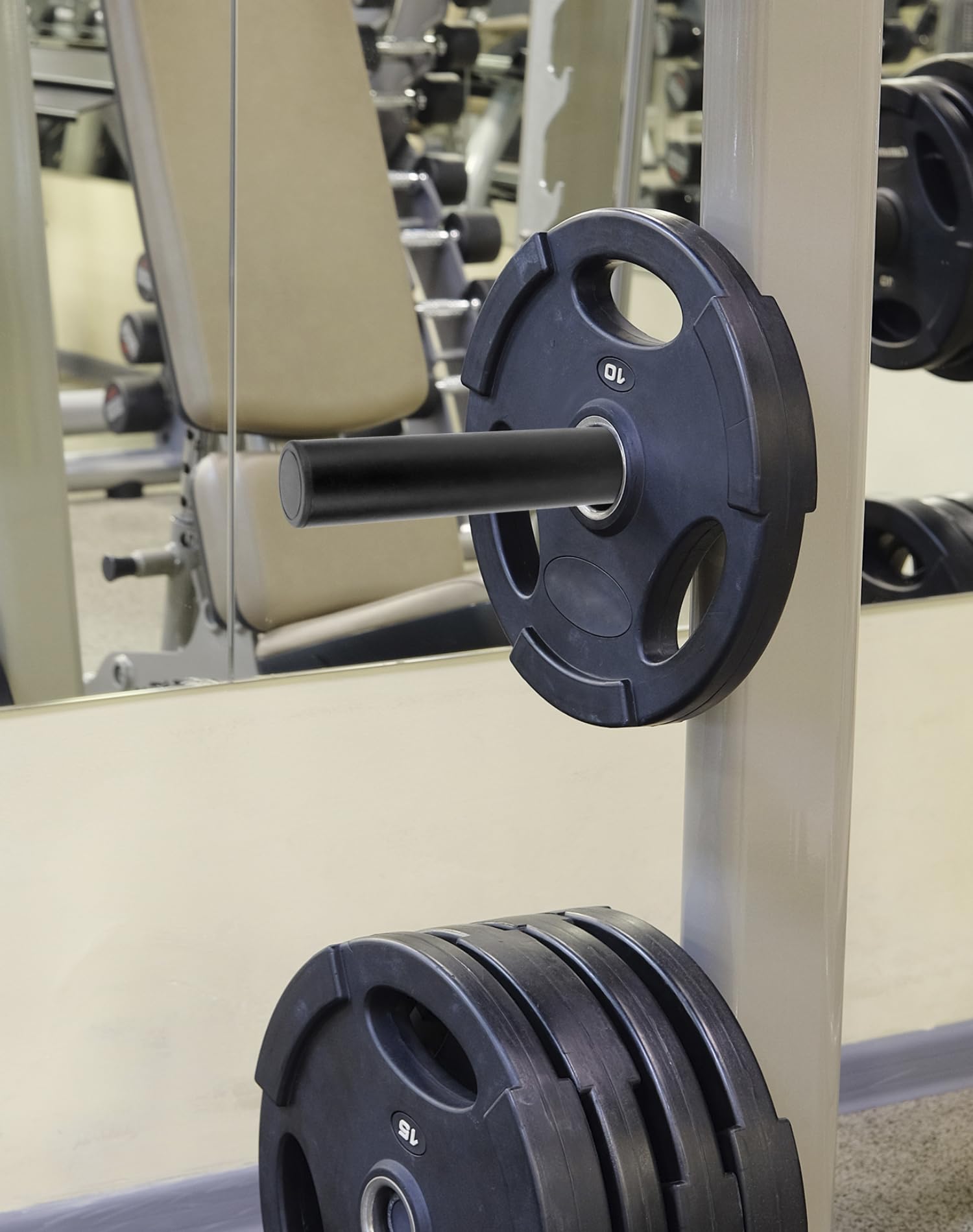 QWORK® Wandmontage Hantelscheiben Halterung 28cm x Ø4,8cm, Robuste Stahlkonstruktion Olympische Hantelscheiben-Halterung mit Montageankerbolzen, Kapazität Max. 220 kg