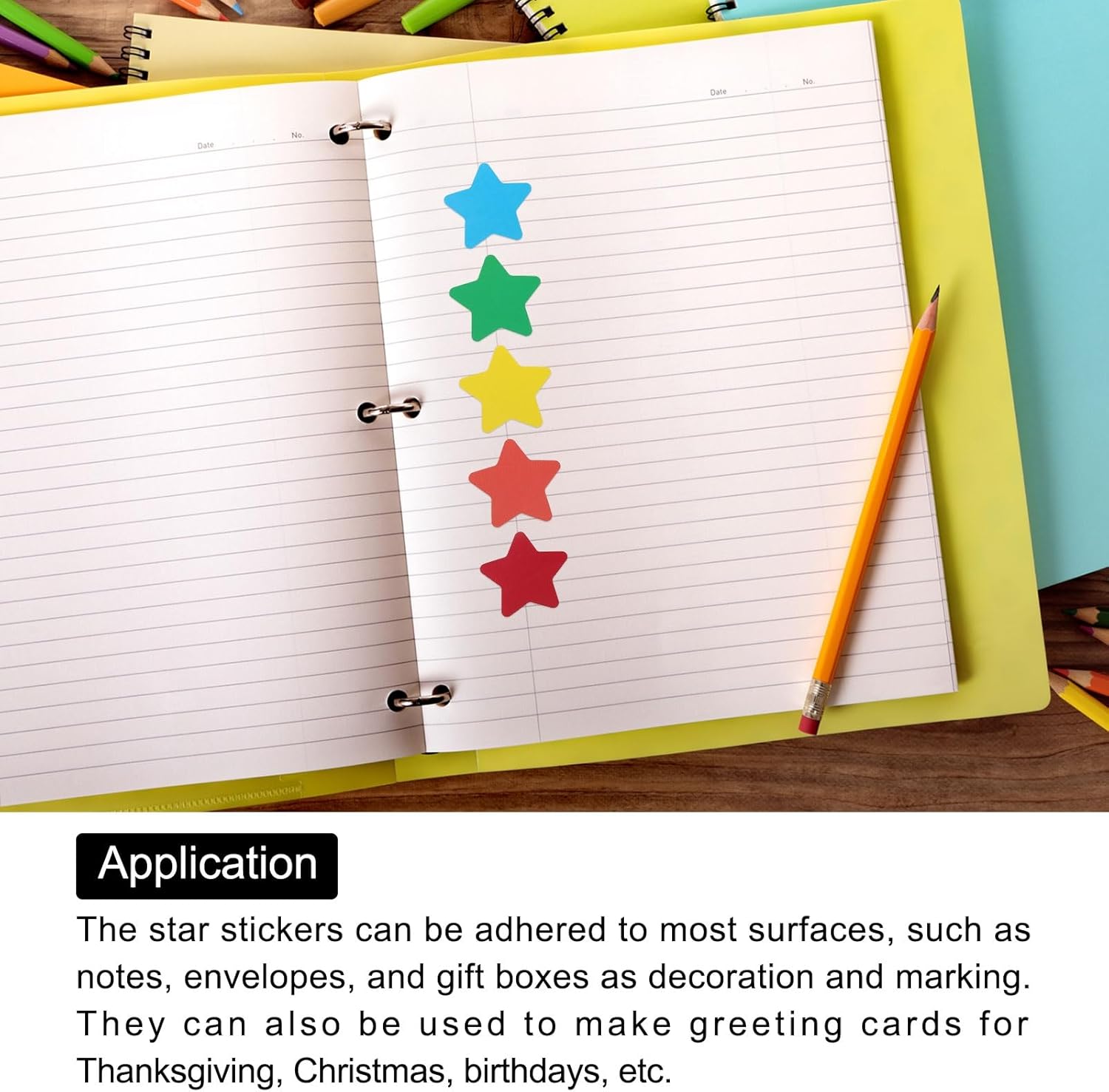 MECCANIXITY 500 Count Star Stickers 1-1/2" DIY Adhesive Star Labels Removable for Notes, Greeting Cards, Gift Boxes, Scrapbooks, Black