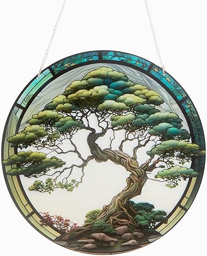 Decoración acrílica de 11.8 pulgadas para colgar ventanas, decoración de pared de vitral, decoración de pared para decoración de oficina en el hogar