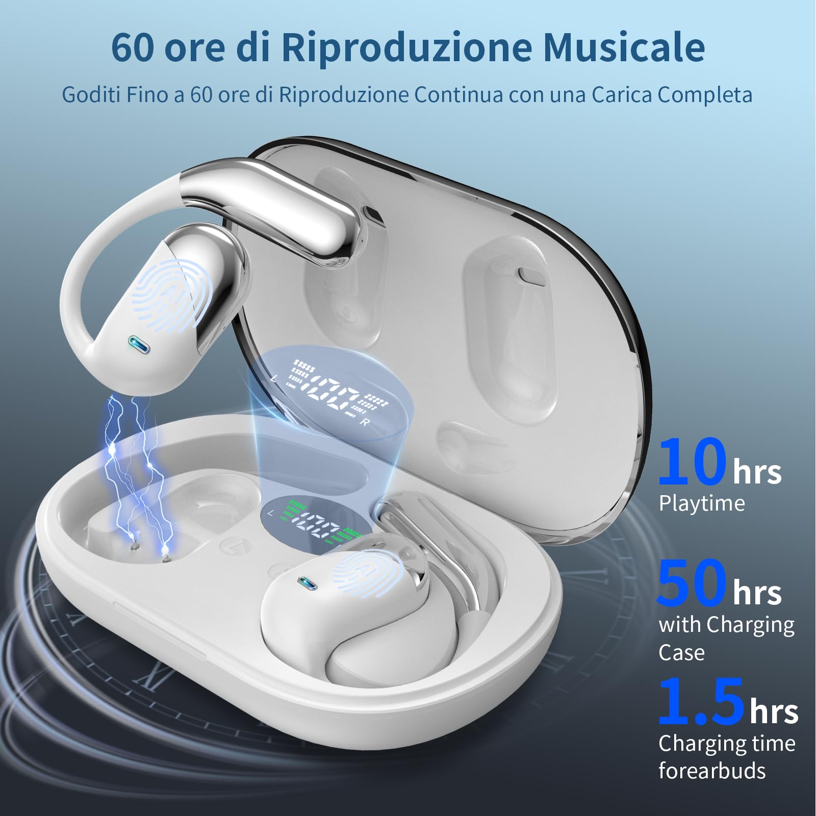 Paekole AI Cuffie Traduzione Simultanea, 2026 Auricolari Bluetooth 6.1 Wireless, 4 in1 Cuffie Traduzione Bluetooth 60 ore con ENC, Auricolari Traduttore Istantaneo 198 Lingue, Bianco Avorio