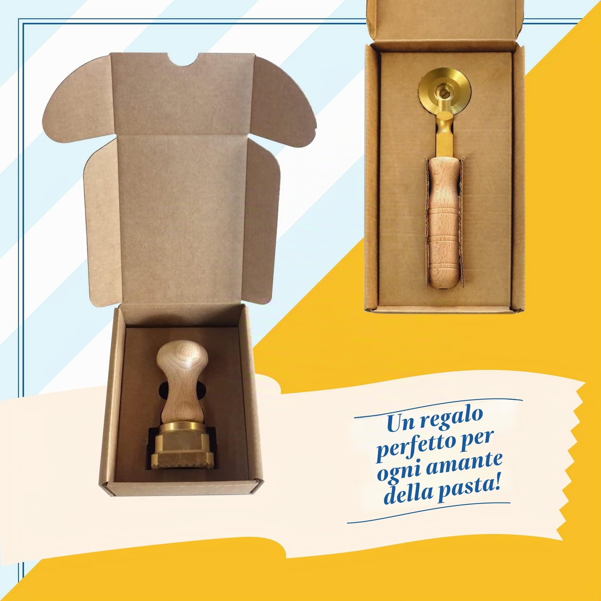 LA GONDOLA Stampo Ravioli Cuore Love - A forma di cuore - in ottone con manico in legno naturale