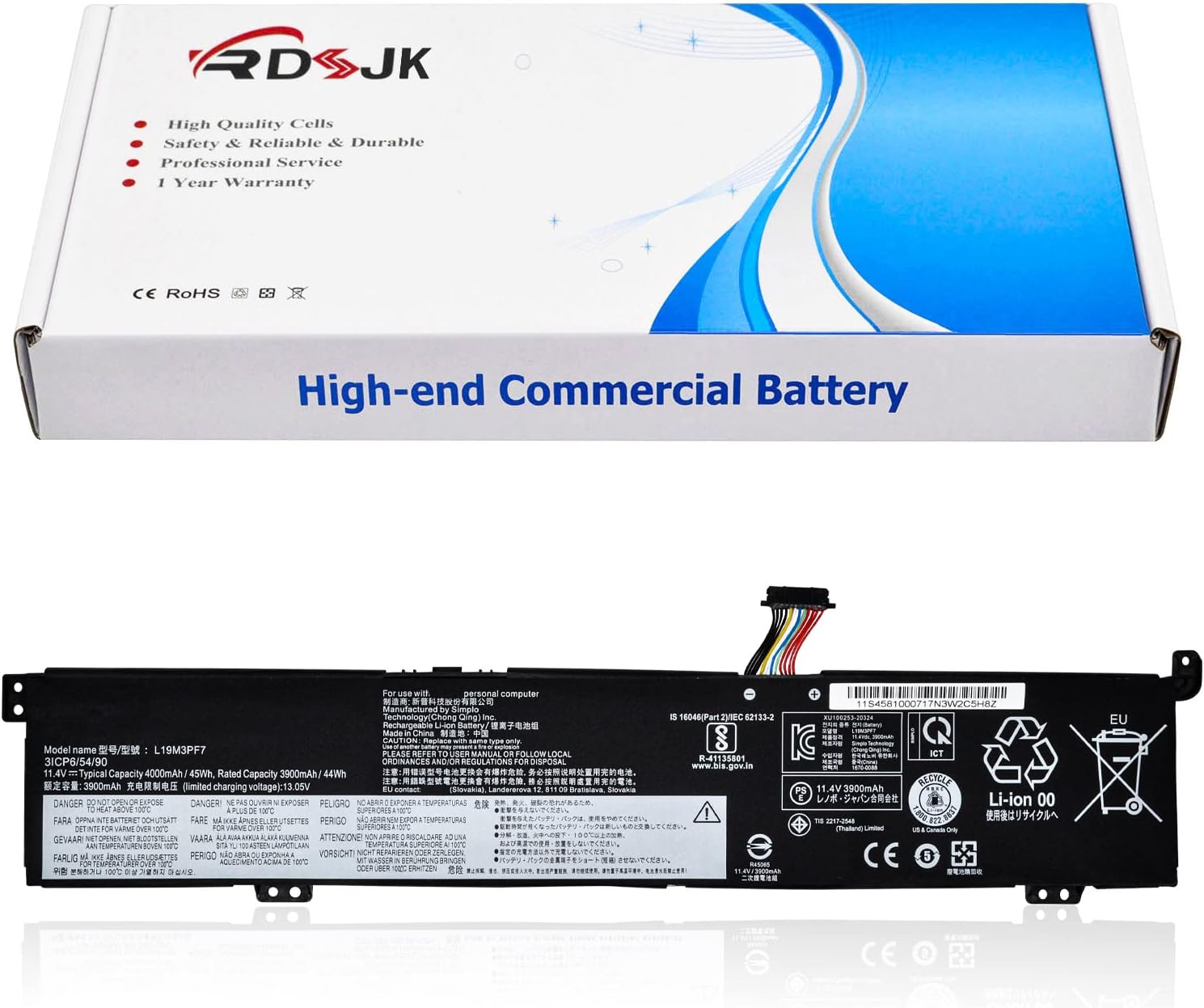 L19D3PF4 L19M3PF7 L19L3PF3 Batterie d'ordinateur portable pour Lenovo Ideapad Creator 5-15IMH05 Gaming 3-15ARH05 3i-15IMH05 2020 ThinkBook 15p IMH G2 ITH Series 82D4 82EY 81Y4 20V3 21B1 L19M3PD9