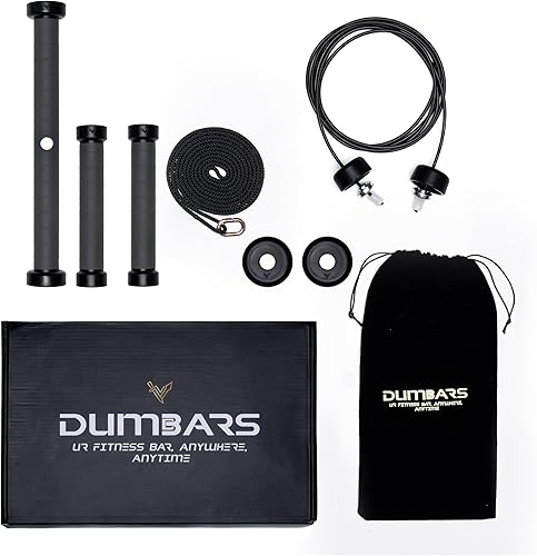 El equipo modular de fitness funciona como juego de mancuernas, rodillo de antebrazo, barra, campana, cuerda de saltar, maza Dumbbars - Conjunto de