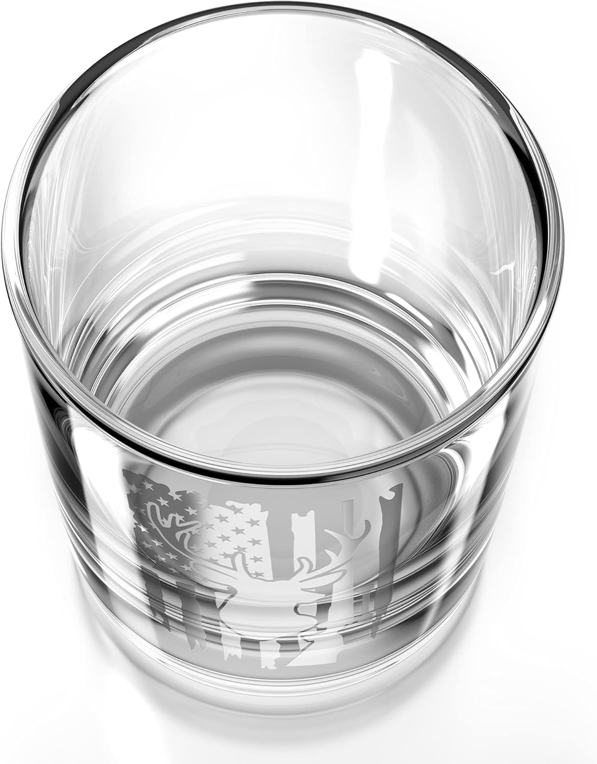 Deer Hunter American Flag - Old Fashioned Whiskey Rocks Bourbon Glass - 10 oz capacity - Image 4