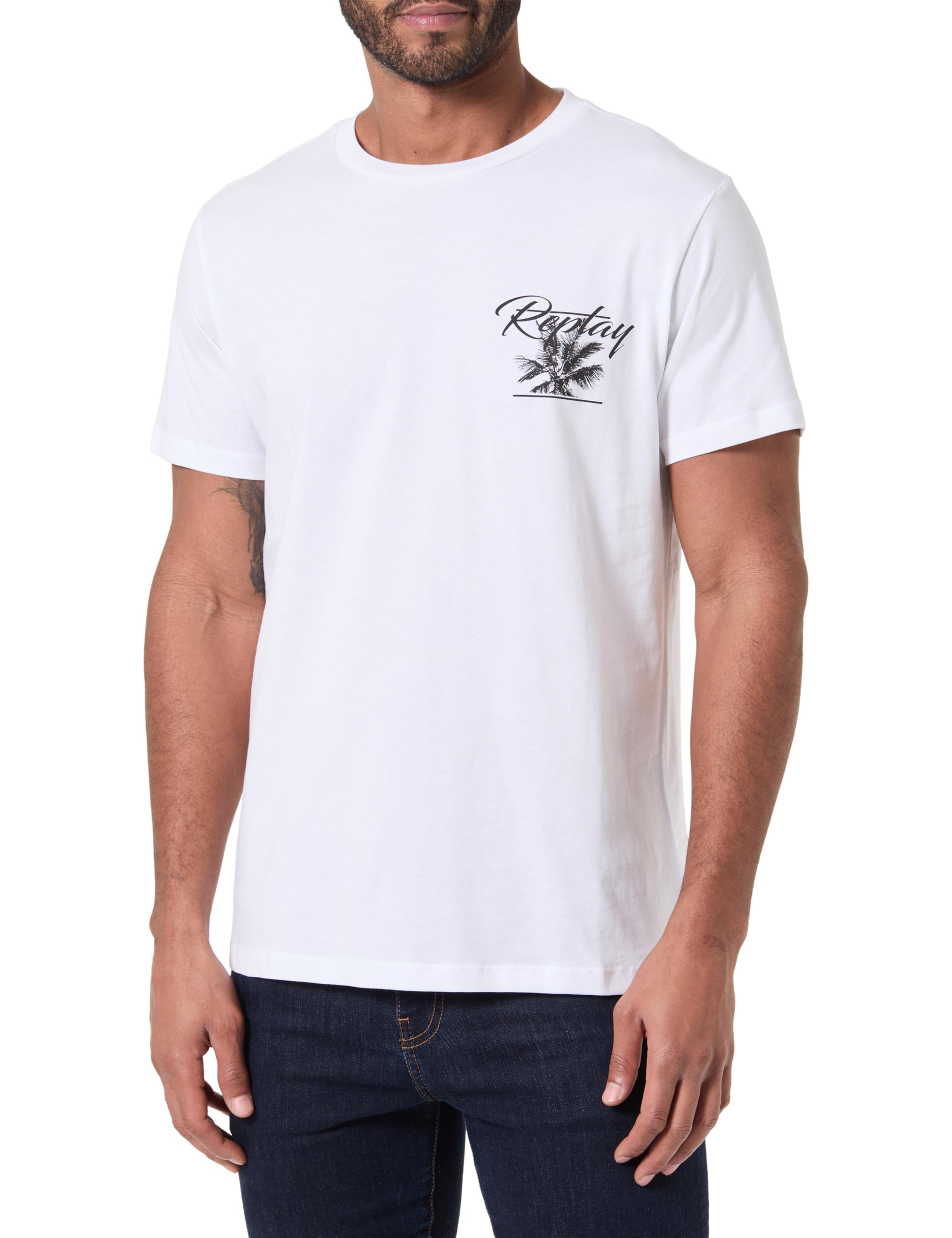 Replay Men's Short Sleeve Cotton T-Shirt, White 001 (White), S