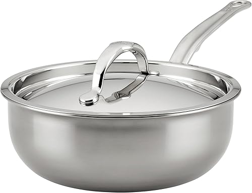 Hestan - Colección NanoBond - Sartén de acero inoxidable de titanio con tapa, compatible con placa de inducción, 2 cuartos de galón