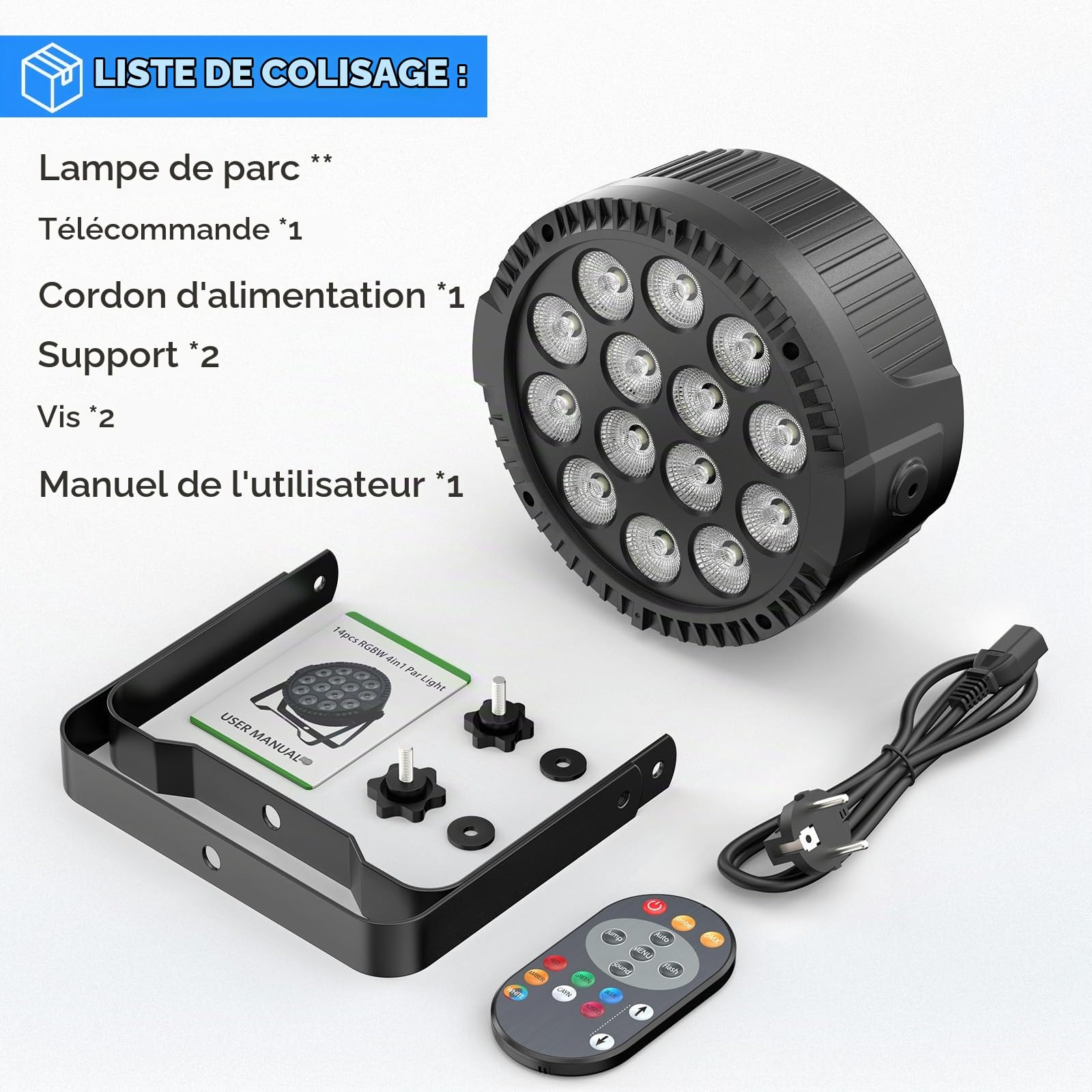 14 * 6 W LED Par Lumière, 4 en 1 RGBW Disco Party Stage Lumières de Scène avec Télécommande 4/8 CH Master-Slave Autopropulsé Par Spotlight Convient pour Les Festivals Club DJ Scène Mariage