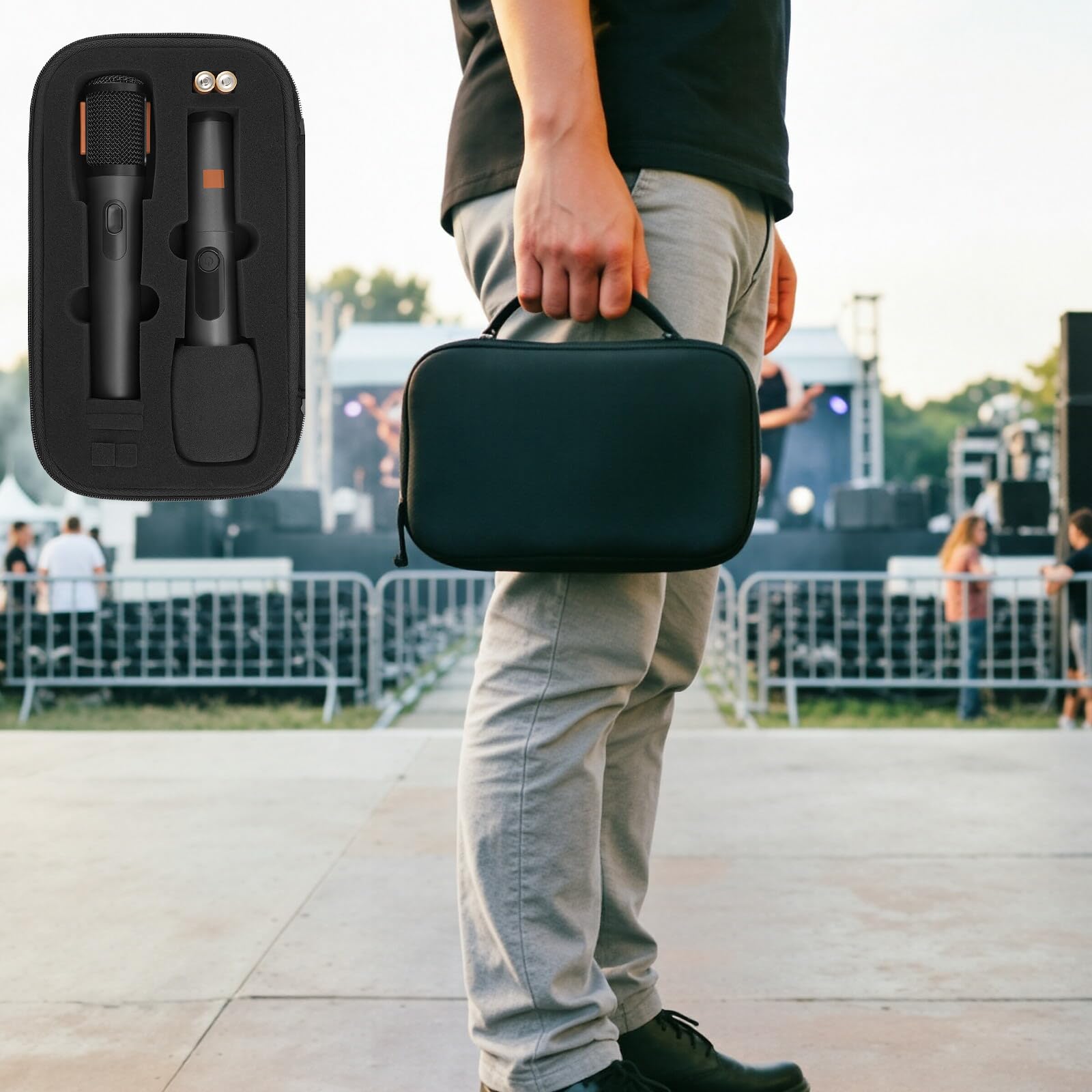 Custodia microfono wireless Geekria, compatibile con JBL Wireless Two, JBL PartyBox, Bietrun, borsa protettiva doppio microfono a mano con 2 coperture (Nero)