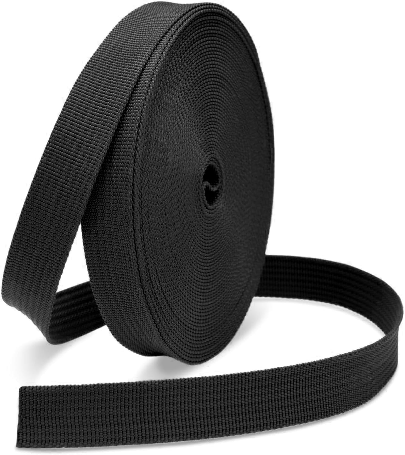 JMZLLRX Woven Webbing Straps, 1 Inch Wide Polypropylene Webbing Tote Bags Leash Straps for Making Bag Handles, Dog Collars, Crafts Outdoor Supplies, 3.5 Yards Black