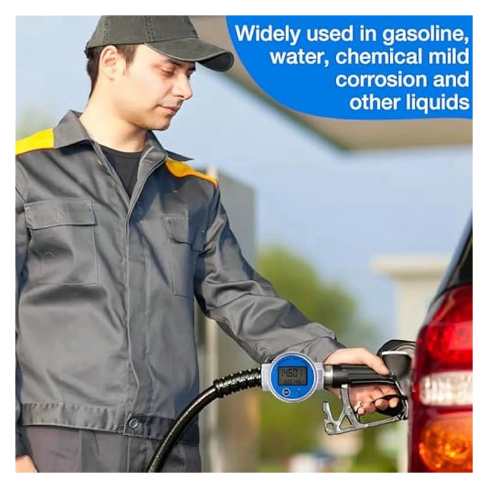 Medidor de flujo digital 2 piezas, medidor agua con rosca NPT 1 pulgada, combustible, y gas, for gasolina