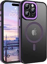 GUAGUA Coque Magnétique pour iPhone 15 Pro Max 6,7'', Compatible avec MagSafe, Protection Antichoc Qualité Militaire, Étui Housse Arrière Translucide Givrée, Anti-Empreintes Digitales (Violette)