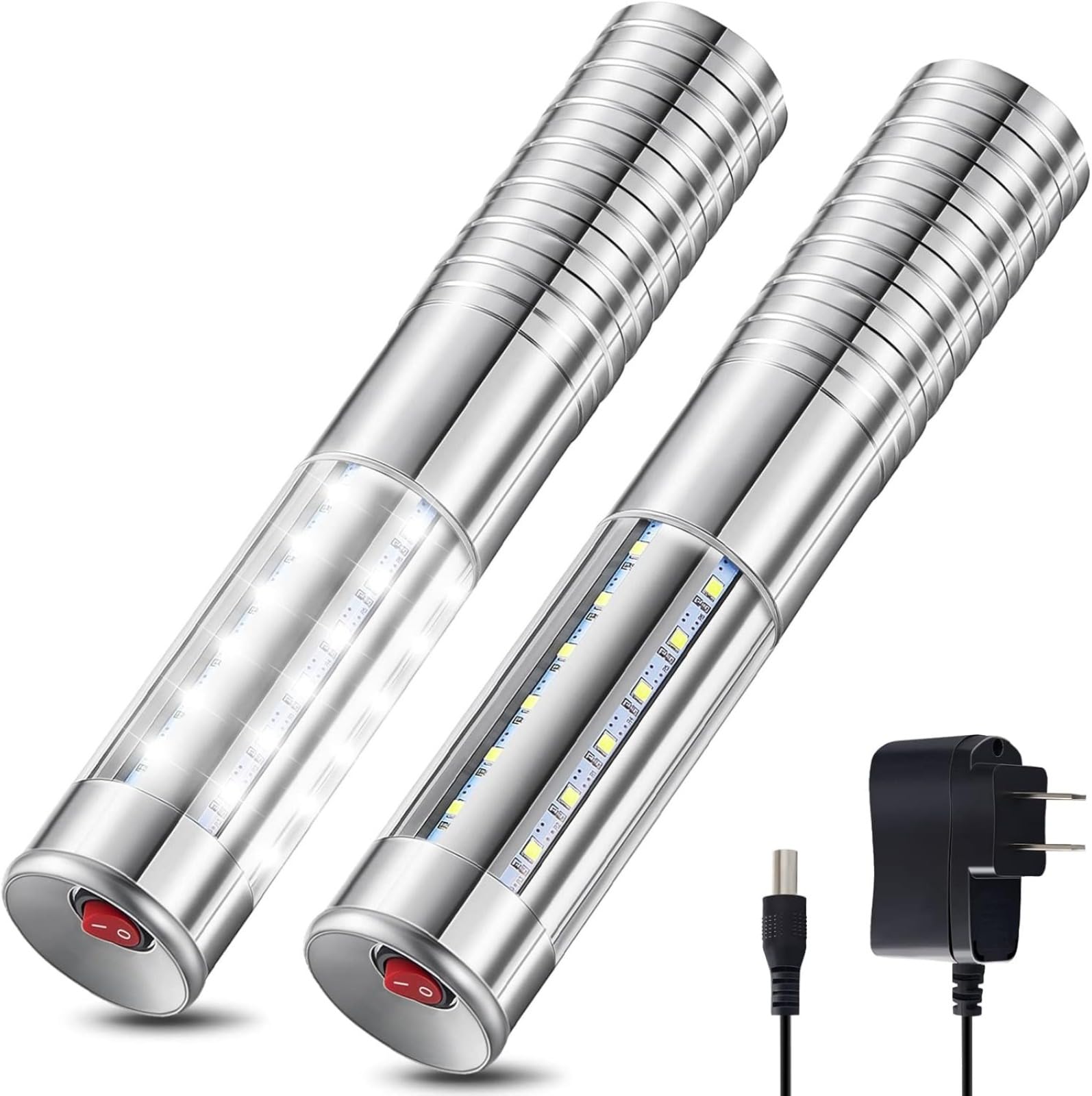 Générique 2 Stück LED Flaschenlicht - Stroboskoplicht und Leuchtstick Wiederaufladbar für Champagnerflaschen, Bar, Club, Party, Geburtstag, Hochzeit, Events (Silber)