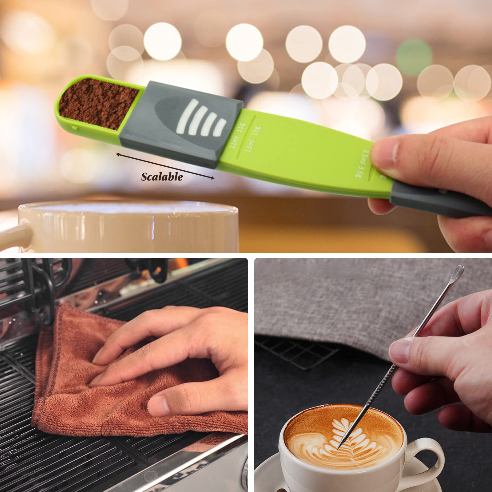 Presse à Café (tamper) Espresso 51 Mm - Acier Inoxydable, Manche En Bois - Pour Machine à Café - Avec Sous-verre - 13