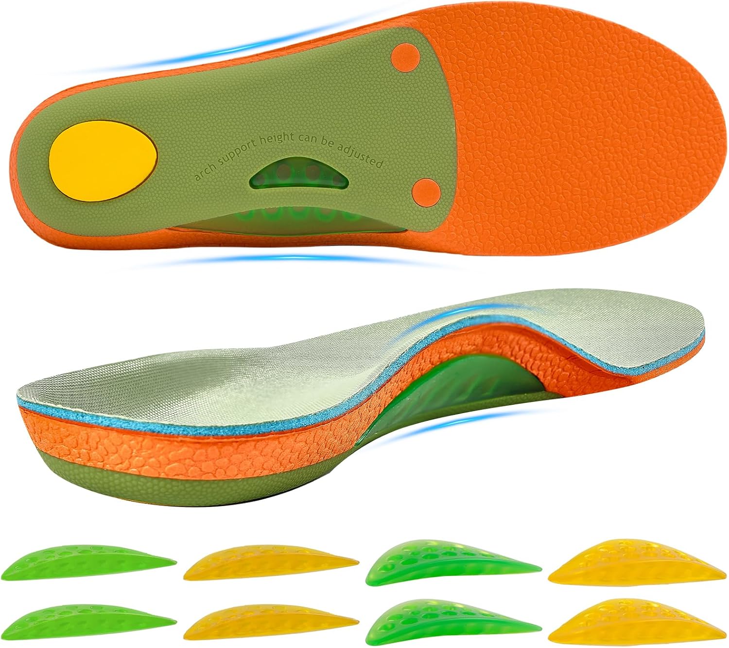 Plantar Pasciitis Relief Insoles- Orthotics Inserts for Standing All Day, Height Adjustable Arch Support Inserts for Men Women, Shoe Insoles, Flat Feet Inserts, Work Boot Insole
