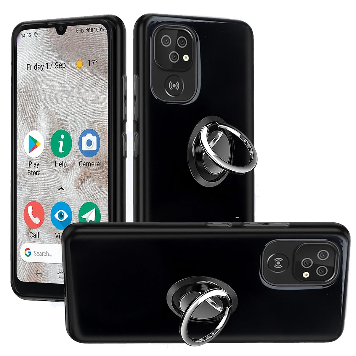 HuiYouMY 2-in-1 Case + Phone holder Ring Compatible with Doro 8100/8100 Plus/Doro 8200 Cover for Doro 8100/8100 Plus/Doro 8200