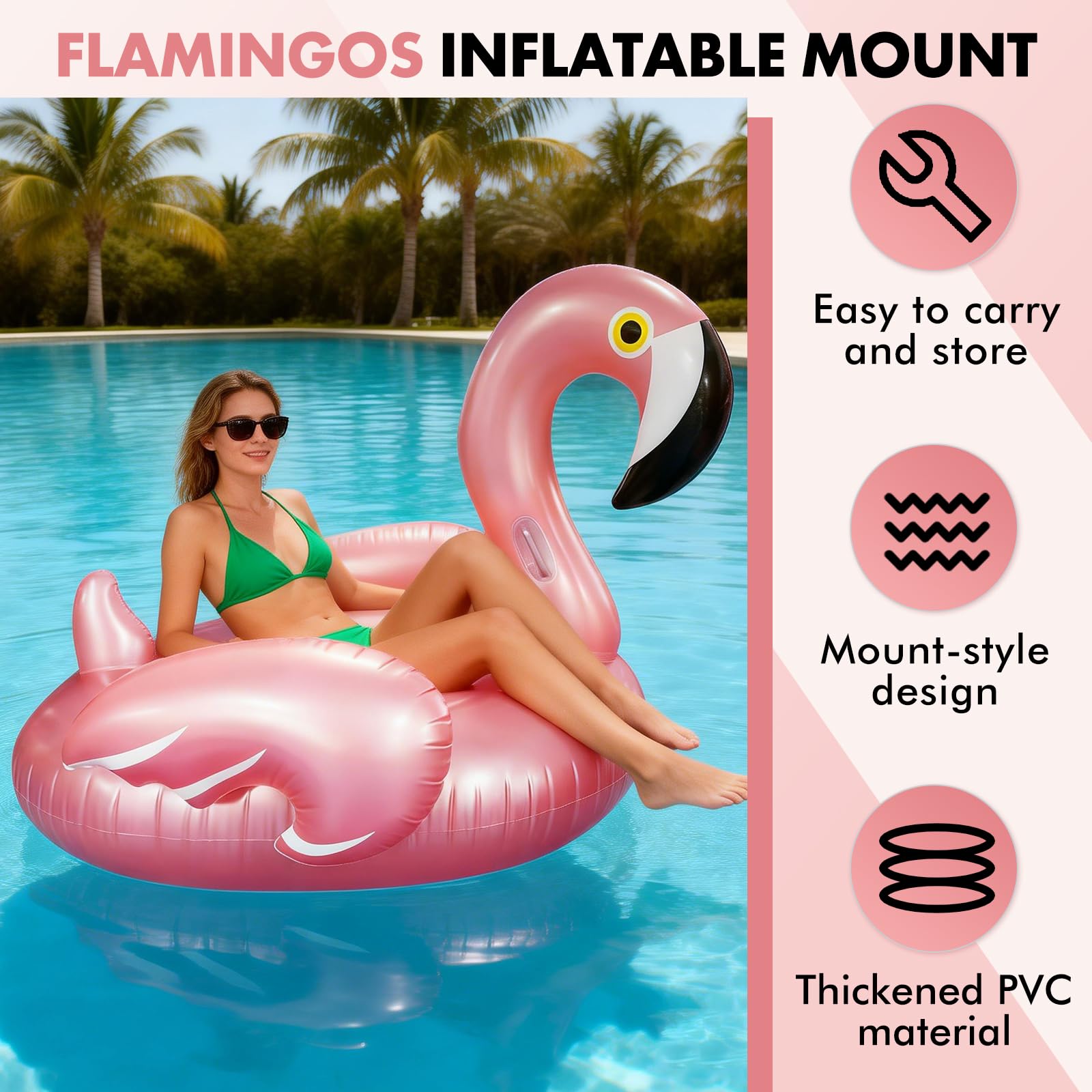 Ciambella da nuoto gonfiabile con fenicottero per adulti, 110 x 93 cm, in PVC, gonfiabile con fenicottero, aiuto per nuoto estivo, acqua, piscina, vacanze, feste, oro rosa
