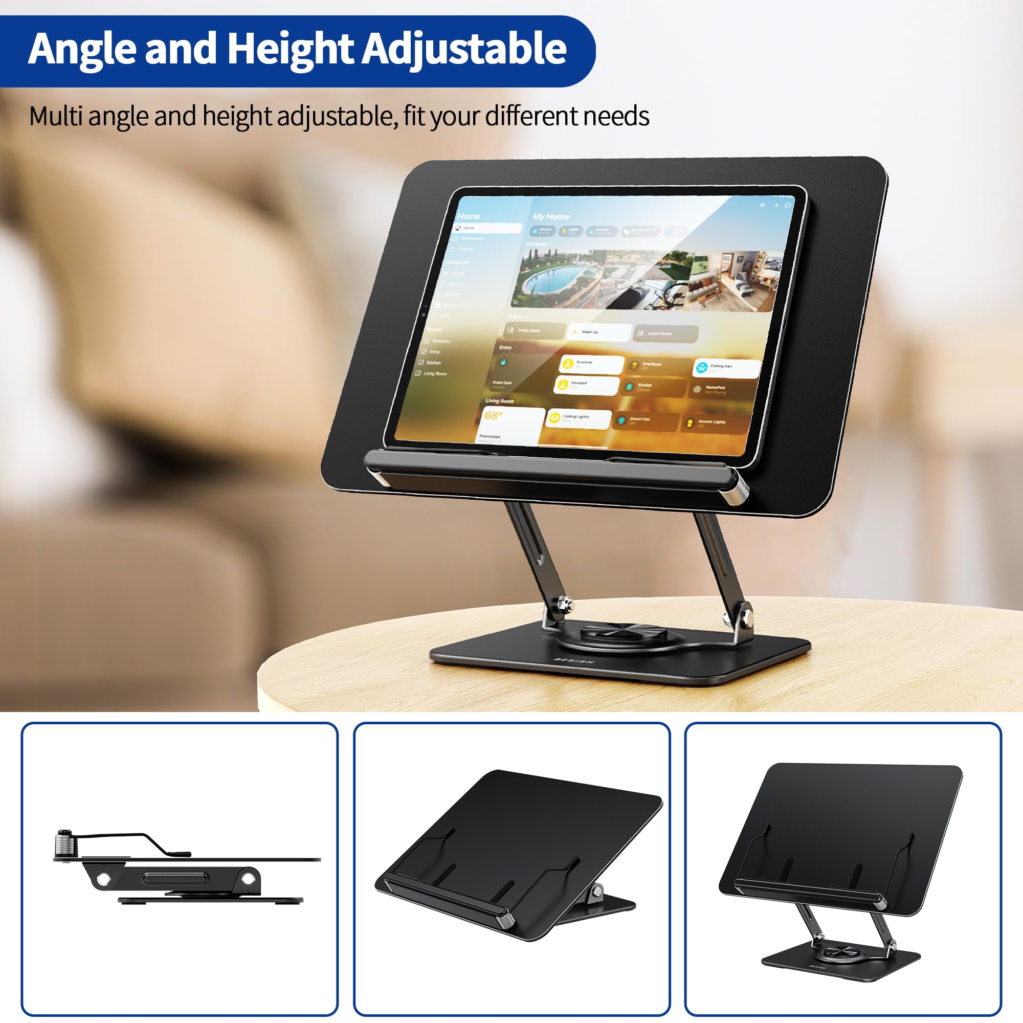BESIGN BS02 Book Stand for Reading Adjustable Book Holder Ergonomic Laptop Stand with Elastic Page Clips for Music — view 6