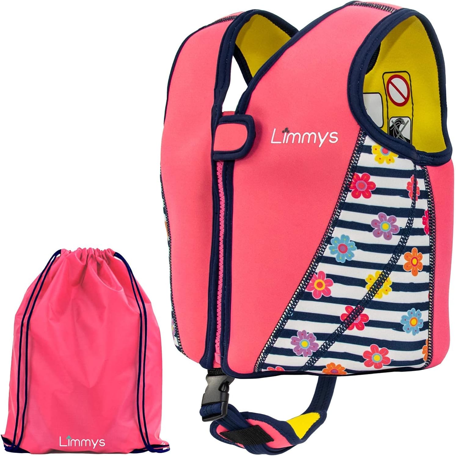 Limmys Premium Neoprene Swim Vest for Children, Ideal Buoyancy Swimming Aid for Girls, Bonus Drawstring Bag Included