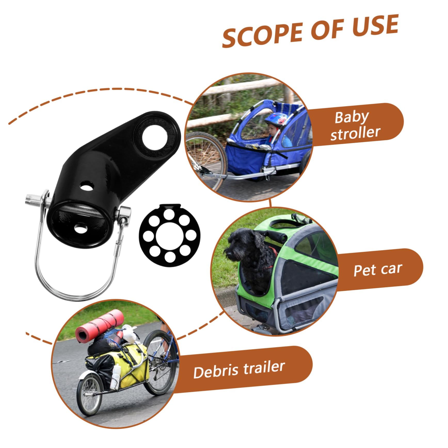 POPETPOP 2sets Bike Trailer Hitch Adapter Connector for Pet Trailers Easy Release Coupler for to Rear Axle Outdoor Use
