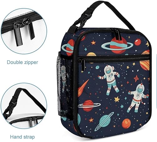 Miniatura 5 de Lonchera de astronauta aislada, simple, moderna, linda, pequeña, para hombre y mujer, bolsa aislada a prueba de fugas, regalo para el trabajo,