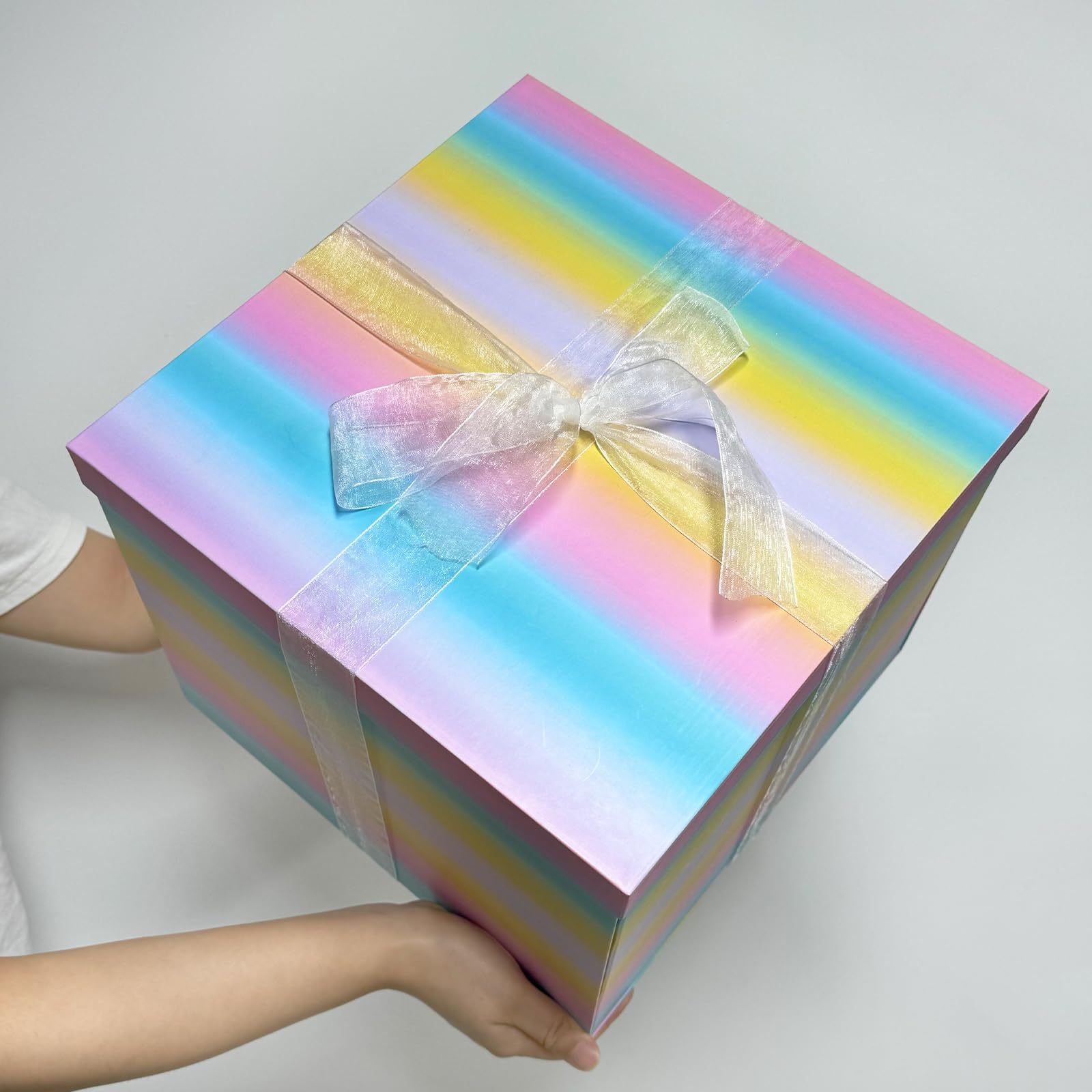 YINUOYOUJIA Große Geschenkbox, 30,5 x 30,5 x 25,4 cm, Geschenkboxen mit Deckel für Geschenke, Geburtstagsbox, Geschenkverpackung für Babyparty, Valentinstag, Kinderparty, Feiern (bunte Box)