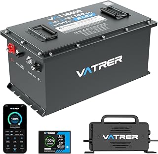 VATRER POWER 48V 150Ah Lithium Golf Cart Battery, Built-in Smart 200A BMS, with Touch Monitor & Mobile APP, 4000+ Cycles Rechargeable LiFePO4 Battery, Max 10.24kW Power Output, Perfect for Golf Carts