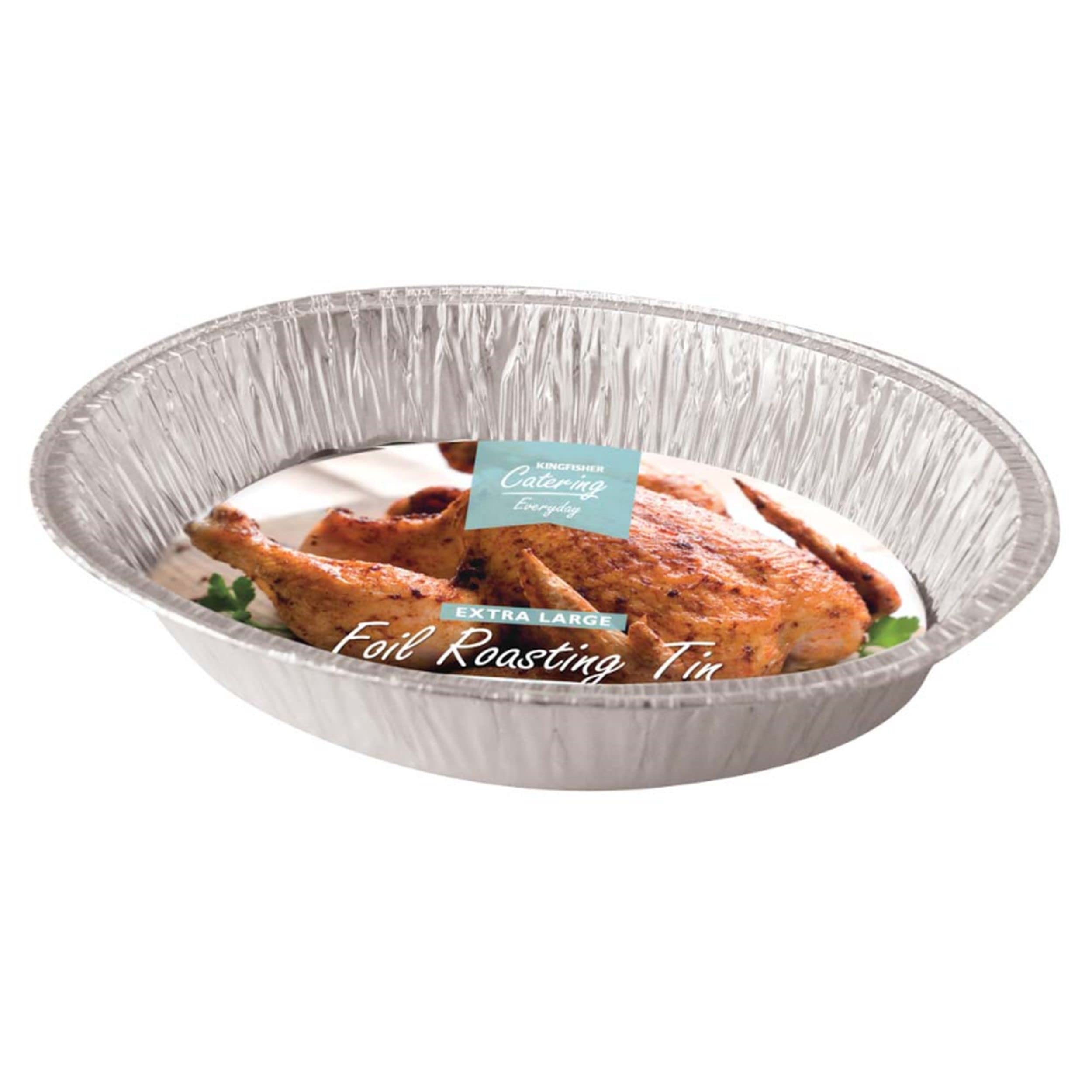 Kingfisher Oval Foil Roasting Tray, Silver, X-Large