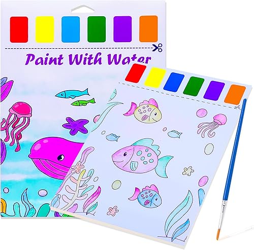 Libros para colorear de agua para niños de 4 a 8 años, libro de pintura con agua para niños pequeños, papel de pintura de acuarela para niños y