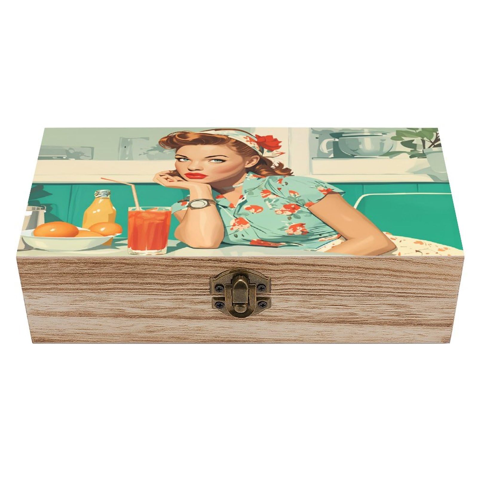 asbwuo A Beautiful Women Vintage Wooden Keepsake Box