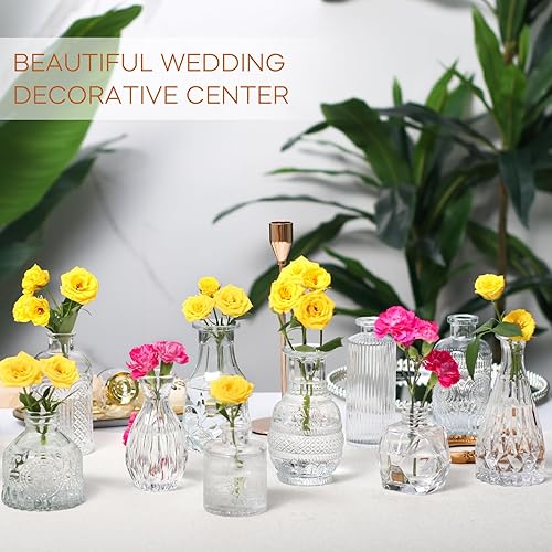 Miniatura 4 de BIGIVACA Juego de 30 jarrones de cristal, pequeño jarrón transparente a granel para centros de mesa de boda, decoración de mesa del hogar,