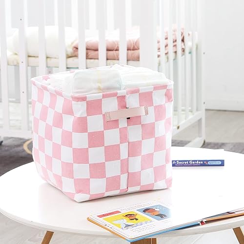 Miniatura 2 de Hinwo Paquete de 3 cubos organizadores cúbicos, cestas de almacenamiento de tela de lona con asas, contenedores de almacenamiento cuadrados de