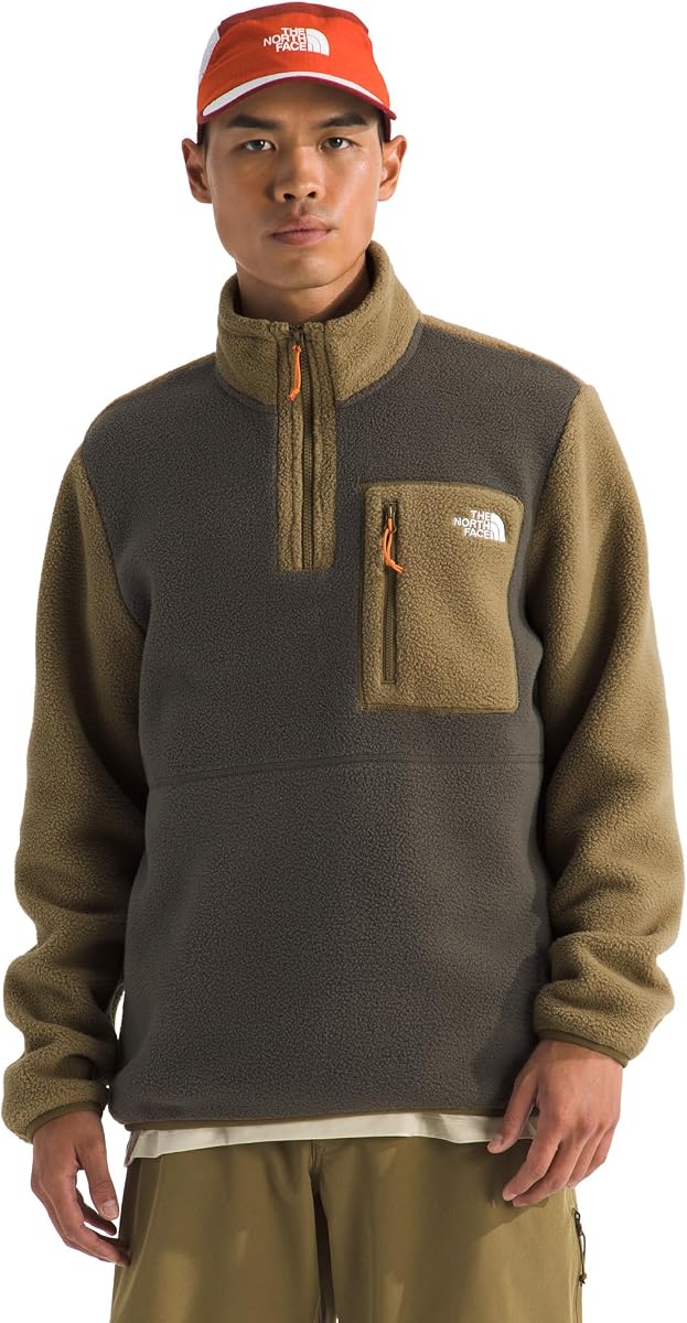 Chaqueta Yumiori con cremallera de un cuarto para hombre | Abrigo ligero de forro polar con logotipo bordado y bolsillo seguro con cremallera en el pecho.
