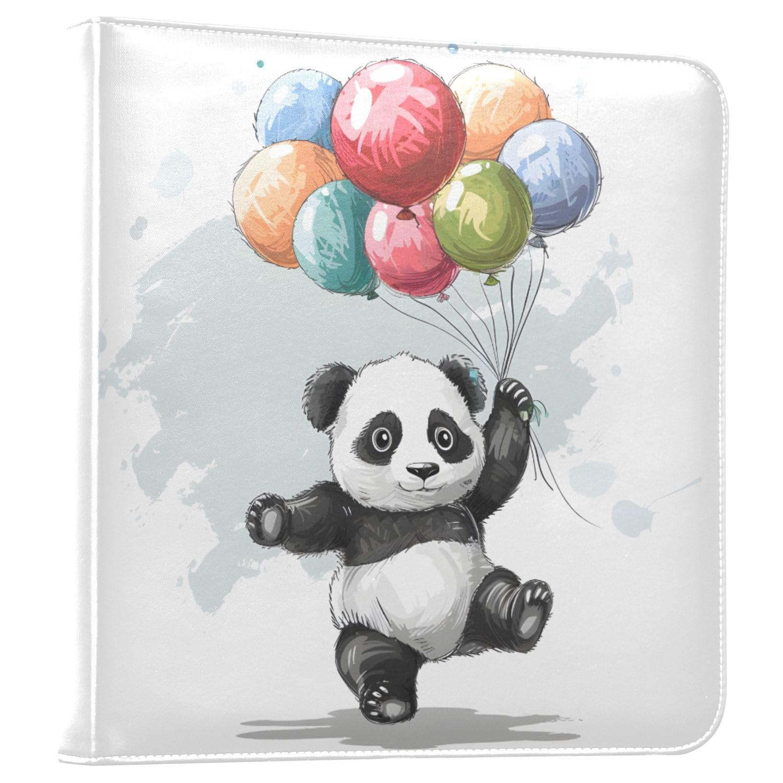 JIPONI Panda Ballon Large Photo Album, DIY Leather Cover Scrapbook Albums for 4x6 5x7 6x8 Pictures, Self Adhesive Memory Book for Wedding, Baby, Family