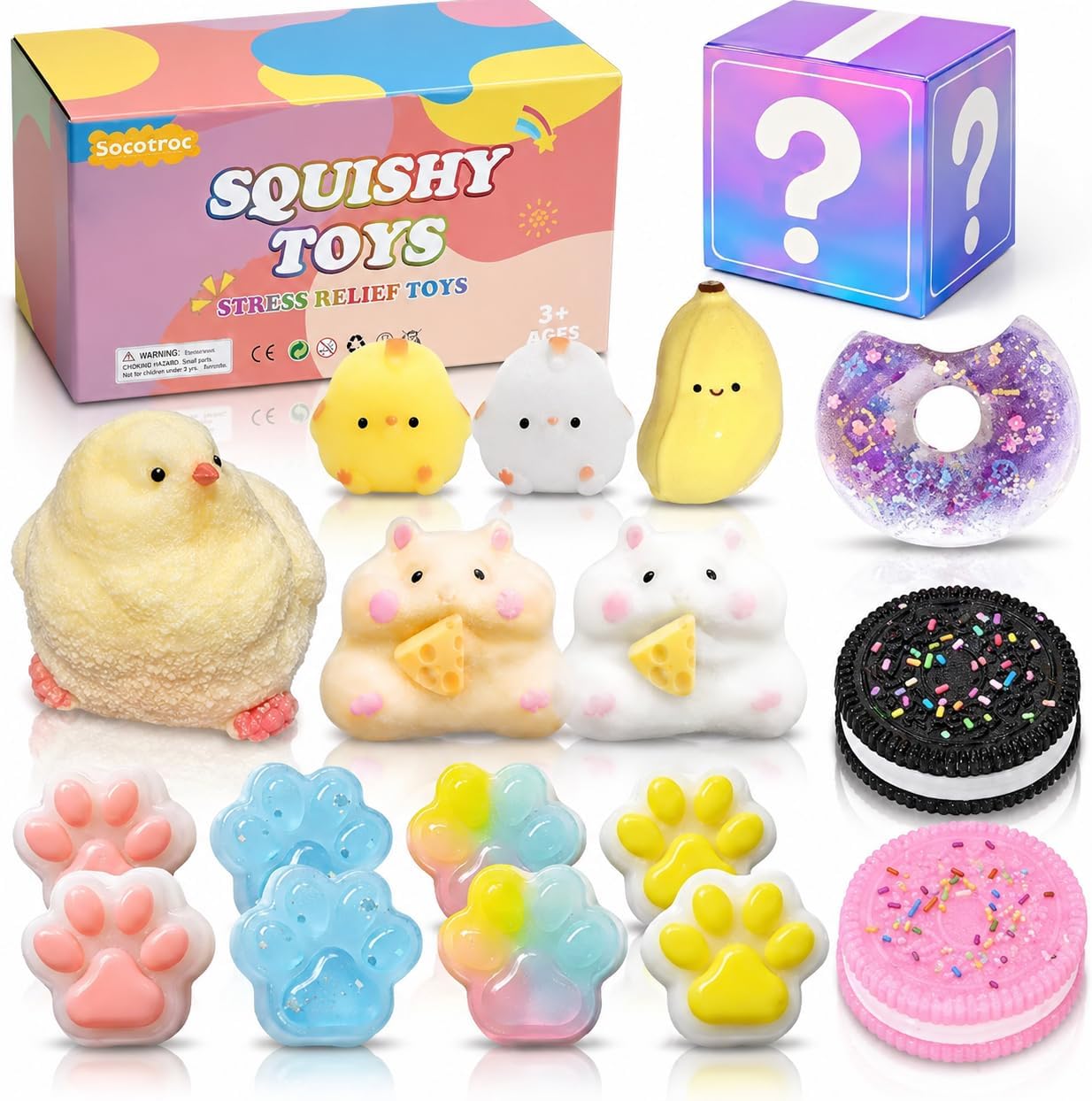 18PCS Squishy Pack Fidget Toys,Squishies Stress Relief Squeeze