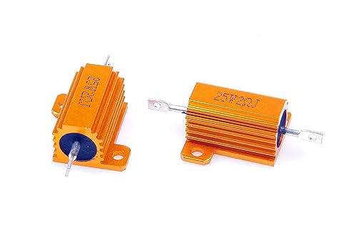 Miniatura 6 de Resistor de carcasa de aluminio electrónico de 25 W, 2 ohmios y 5% bobinado de alambre dorado (paquete de 2)