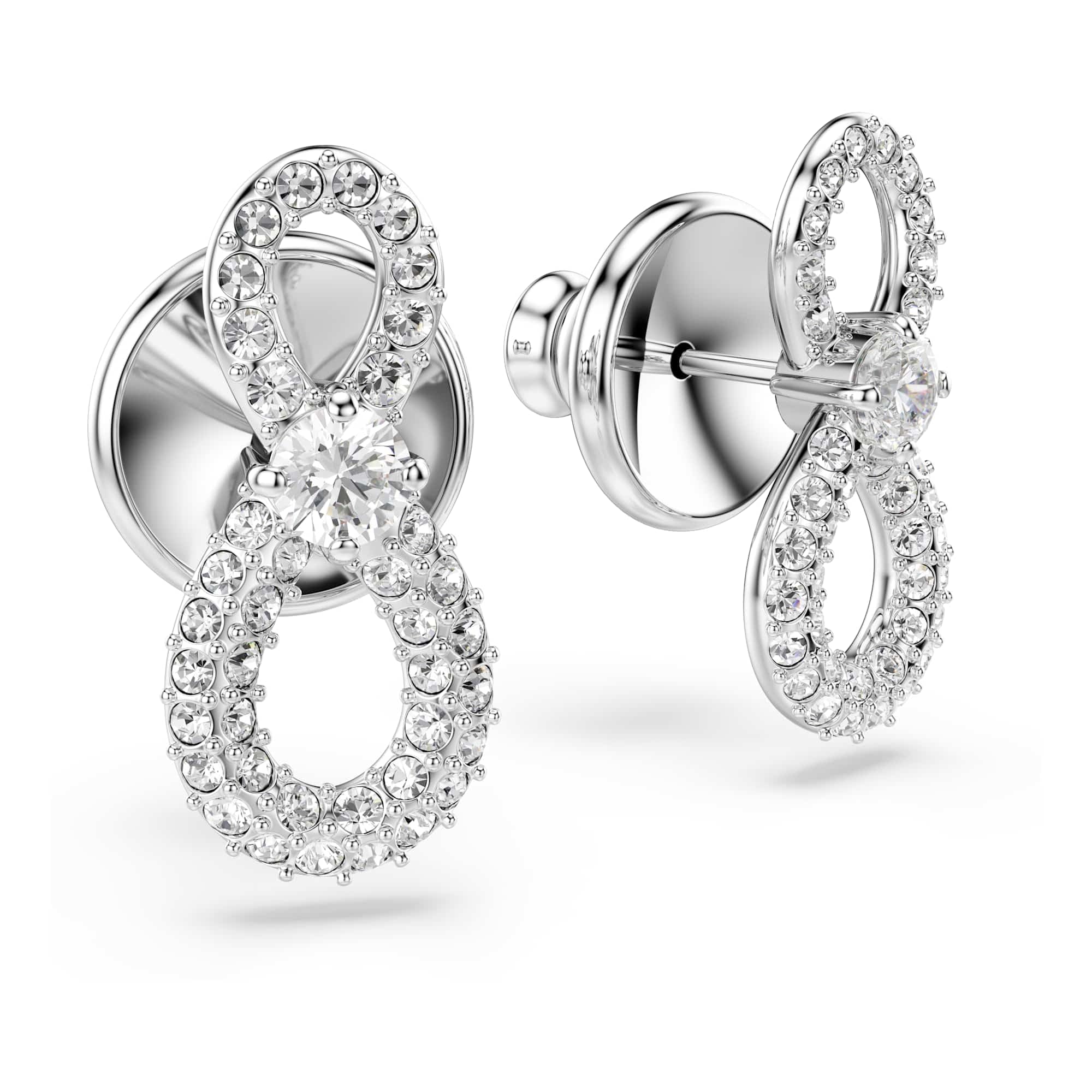 Swarovski Hyperbola Collezione Orecchini a lobo, Taglio rotondo, Pavé, Infinito, Bianco